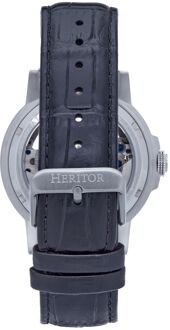 Heritor automatisch Davies semi-skelet lederen band horloge Zwart