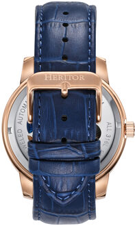 Heritor automatisch Emmanuel semi-skelet lederen bandhorloge Blauw - One Size