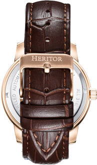 Heritor automatisch Emmanuel semi-skelet lederen bandhorloge Bruin