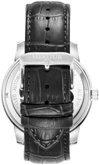 Heritor automatisch Emmanuel semi-skelet lederen bandhorloge Zilver