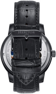 Heritor automatisch Emmanuel semi-skelet lederen bandhorloge Zwart - One Size