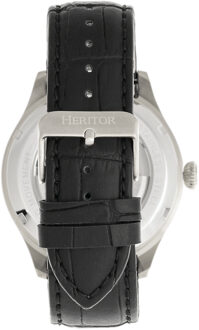 Heritor automatisch Gregory semi-skelet lederen band horloge Zwart