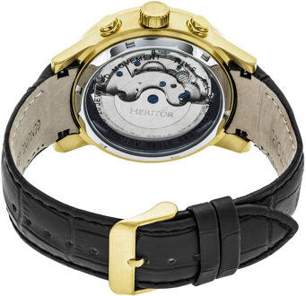 Heritor automatisch Hannibal semi-skelet lederen band horloge Goud