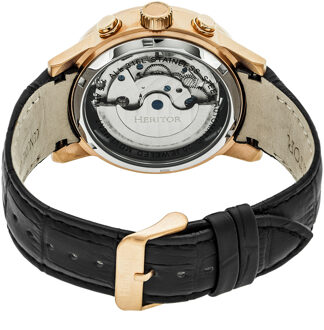 Heritor automatisch Hannibal semi-skelet lederen band horloge Roségoud