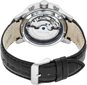 Heritor automatisch Hannibal semi-skelet lederen band horloge Zilver