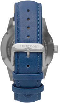 Heritor automatisch Jonas-skelethorloge met leren band Blauw - One Size