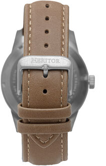 Heritor automatisch Jonas-skelethorloge met leren band Zilver en bruin - One Size