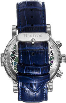 Heritor Automatisch Legacy horloge met leren bandje met dag/datum Blauw