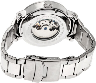 Heritor Automatisch Ram Skeleton Dial Armbandhorloge Zwart en zilver