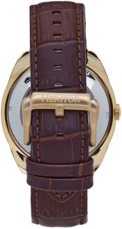 Heritor Automatisch Romeins halfskelet horloge met leren band Bruin
