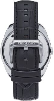 Heritor Automatisch Romeins halfskelet horloge met leren band Zilver
