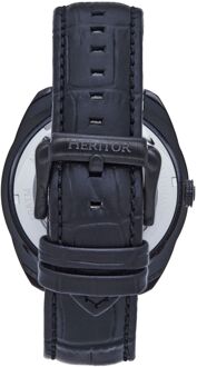 Heritor Automatisch Romeins halfskelet horloge met leren band Zwart
