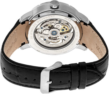 Heritor automatisch Ryder-skelethorloge met leren band Zwart/wit