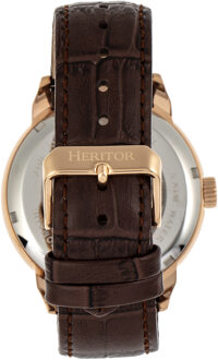 Heritor automatisch Sanford semi-skelet lederen band horloge - maat Roségoud