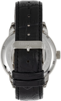Heritor automatisch Sanford semi-skelet lederen band horloge Zwart en zilver - One Size