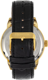 Heritor automatisch Sanford semi-skelet lederen band horloge Zwart/goud