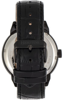 Heritor automatisch Sanford semi-skelet lederen band horloge Zwart
