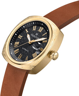 Heritor Automatische Davenport Gegraveerde-Kast Leerband Horloge met Datum Bruin - One Size