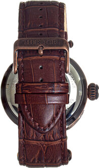 Heritor Automatische Ganzi Semi-Skelet Herenhorloge met Leren Band - maat Brons