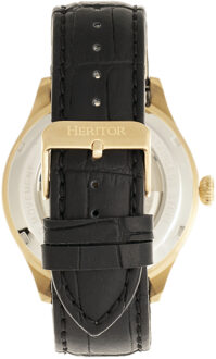 Heritor Automatische Gregory Semi-Skelet Leather-Band Horloge Goud
