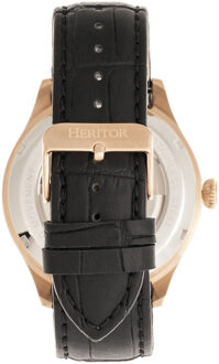 Heritor Automatische Gregory Semi-Skelet Leather-Band Horloge Roségoud