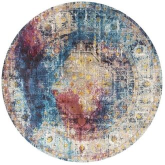 Heriz Vintage Rond Vloerkleed Multi / Blauw Laagpolig - 133 CM ROND