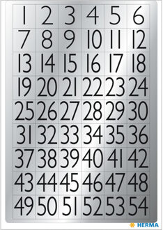 Herma 4x Stickervelletjes 1-100 plak cijfers/getallen zwart/zilver 13x12 mm