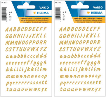 Herma Alfabet plak letters A-Z Stickers - vellen met 440x stuks - goud/transparant - 8 mm