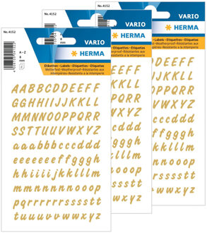 Herma Alfabet plak letters A-Z Stickers - vellen met 660x stuks - goud/transparant - 8 mm