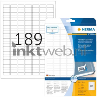 Herma Etiket Herma 10001 A4 25.4x10mm verwijderbaar wit