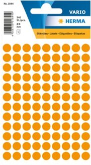 Herma Etiket Herma 1844 rond 8mm fluor oranje 540stuks