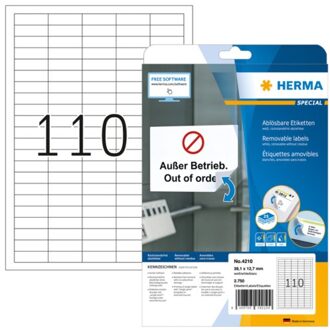 Herma Etiket Herma 4210 38.1x12.7mm verwijderbaar wit 2750stuks