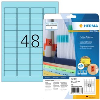 Herma Etiket Herma 4368 45.7x21.2mm verwijderbaar blauw 960stuks