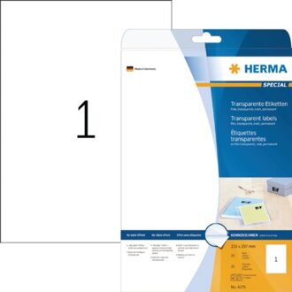 Herma Etiket Herma 4375 210x297mm A4 transparant 25stuks