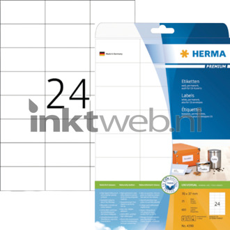 Herma Etiket Herma 4390 70x37mm premium wit 600stuks Zwart