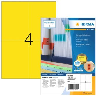 Herma Etiket Herma 4396 105x148mm A6 geel 400stuks