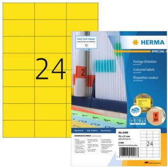 Herma Etiket Herma 4406 70x37mm geel 2400stuks