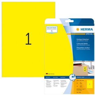 Herma Etiket Herma 4421 210x297mm verwijderbaar A4 geel 20stuks