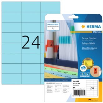 Herma Etiket Herma 4468 70x37mm verwijderbaar blauw 480stuks