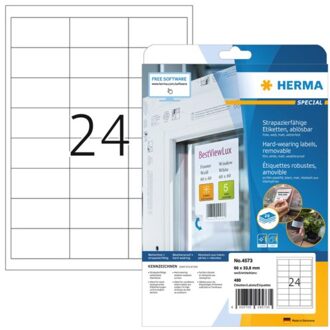 Herma Etiket Herma 4573 66x33.8mm 480st folie wit