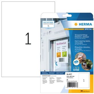 Herma Etiket Herma 4577 210x297mm A4 folie 20st wit