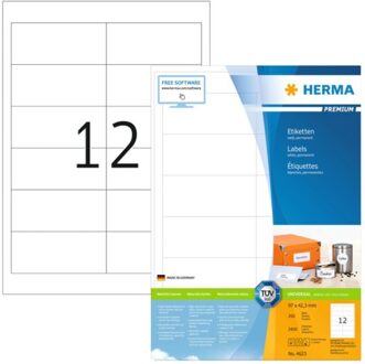 Herma Etiket Herma 4623 96.5x42.3Mm premium wit 2400stuks Zwart