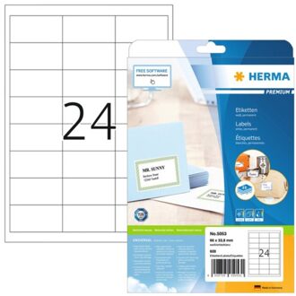 Herma Etiket Herma 5053 66x33.8mm premium wit 600stuks Zwart