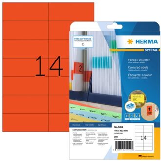 Herma Etiket Herma 5059 105x42.3mm verwijderbaar rood 280stuks