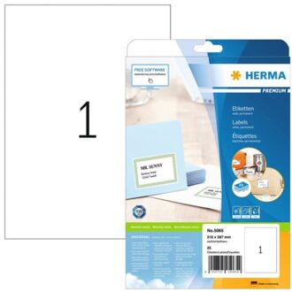 Herma Etiket Herma 5065 210x297mm A4 premium wit 25stuks Zwart