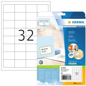 Herma Etiket Herma 8643 48.3x33.8mm premium wit 320stuks Zwart