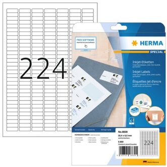 Herma Etiket Herma 8830 25.4x8.5mm mat wit 5600stuks Zwart