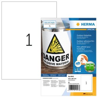 Herma Etiket Herma 9543 210x297mm A4 polyester 40stuks wit