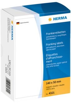 Herma Frankeeretiket Herma 4321 140x50mm 500stuks dubbel Wit