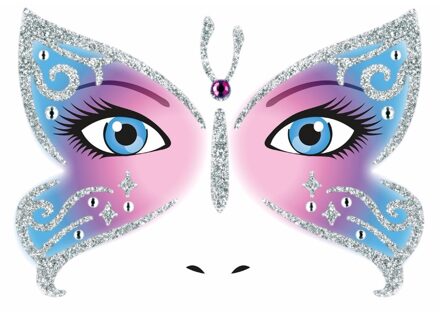 Herma Gezicht stickers Vlinder - 1 vel - zelfklevend - carnaval verkleden